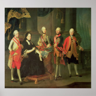 Maria Theresa of Austria  with four of her Poster
