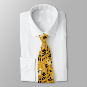 Mariachi Band Cartoon Instrument Pattern Mustard Tie