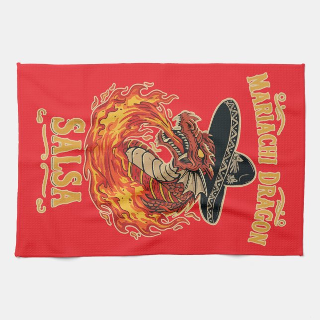 Mariachi Dragon Salsa Tea Towel (Horizontal)