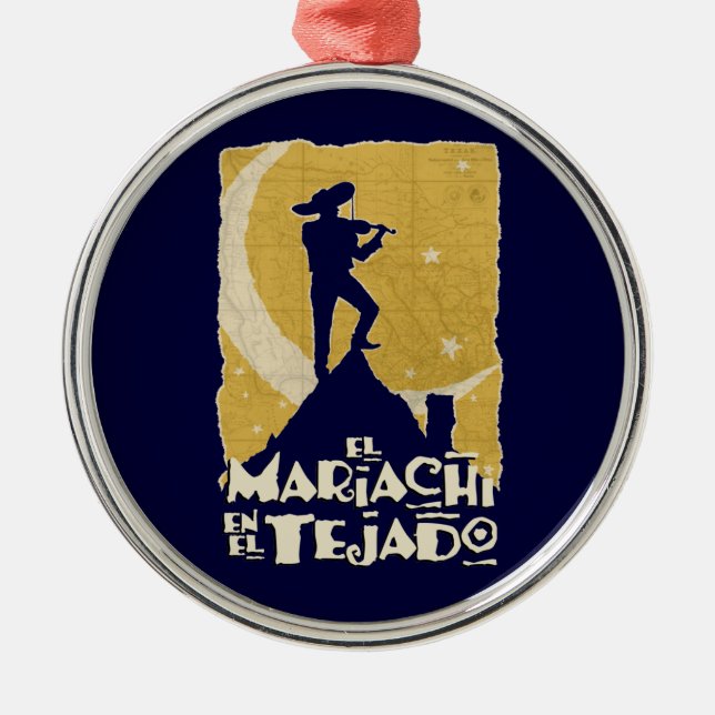 Mariachi on the Roof Metal Tree Decoration (Front)