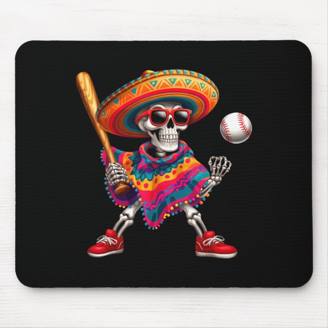 Mariachi skeleton baseball cinco de mayo mexican mouse pad (Front)