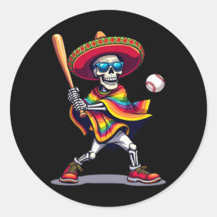 Mariachi Skeleton Baseball Cinco De Mayo Mexican S Classic Round Sticker