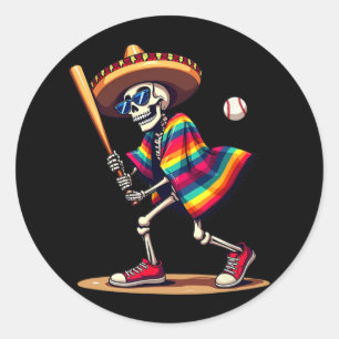 Mariachi Skeleton Baseball Cinco De Mayo Mexican S Classic Round Sticker