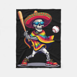 Mariachi Skeleton Baseball Cinco De Mayo Mexican S Fleece Blanket