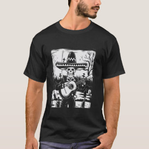 Mariachi Skeleton Guitar Skull T Shirt