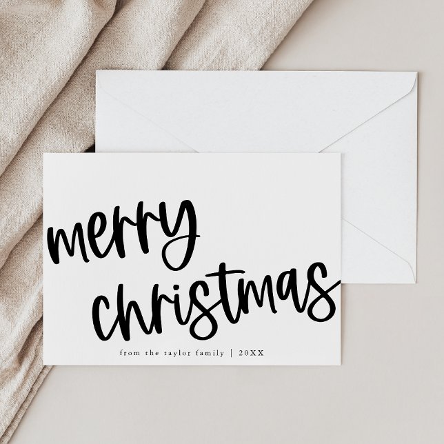 MARIAH Black Cute Trendy Family Merry Christmas Holiday Card (MARIAH Black Cute Trendy Family Merry Christmas Holiday Card)