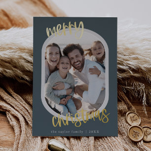 MARIAH Blue Foil Retro Family Fun Christmas Photo