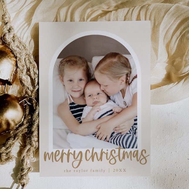 MARIAH Gold Arch Family Photo Merry Christmas Holiday Card (MARIAH Gold Arch Family Photo Merry Christmas Holiday Card)