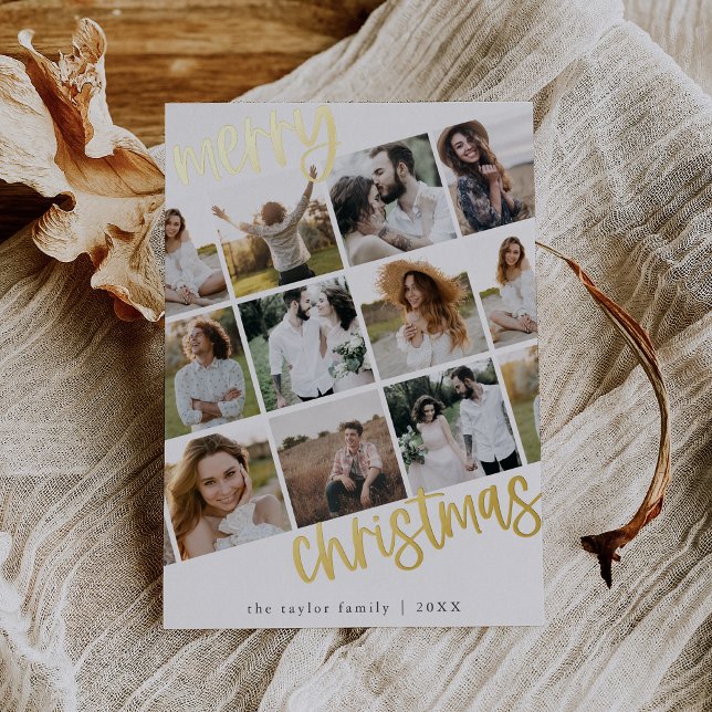 MARIAH Gold Foil Fun Multi Photo Christmas (MARIAH Gold Foil Fun Multi Photo Christmas Foil Holiday Card)