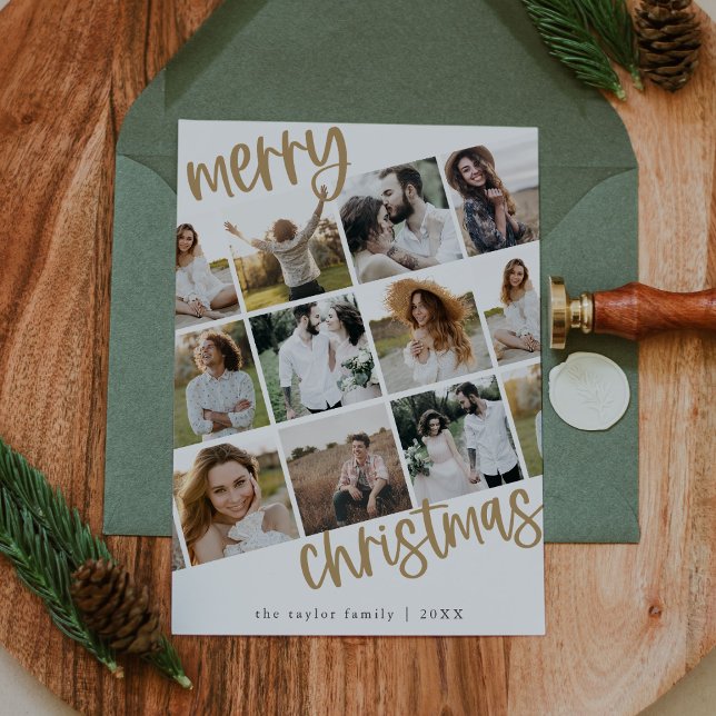 MARIAH Gold Fun Family Multi Photo Christmas Holiday Card (MARIAH Gold Fun Family Multi Photo Christmas Holiday Card)