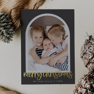 MARIAH Grey Foil Arch Family Photo Merry Christmas