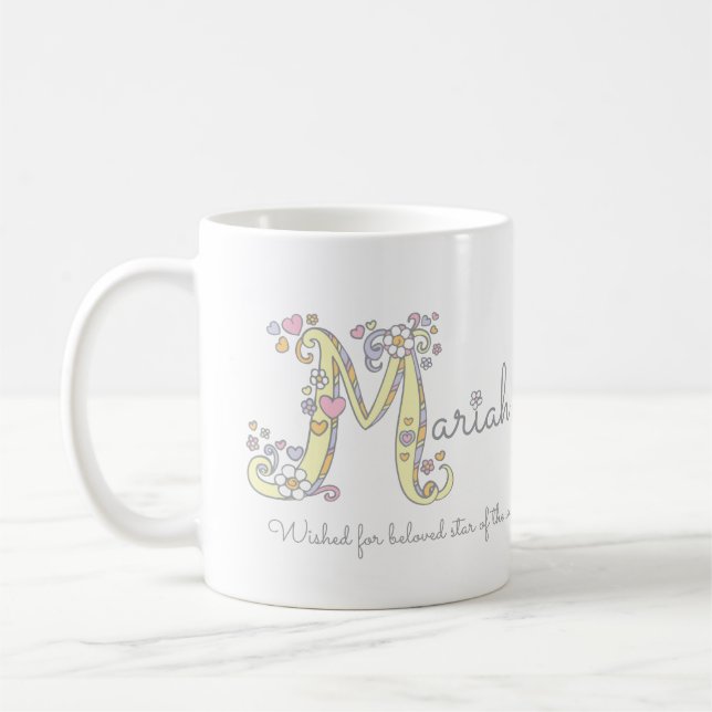 Mariah letter M decorative name with meaning mug (Left)