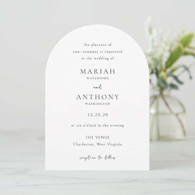Mariah Minimal Elegant Wedding Invitation (Standing Front)