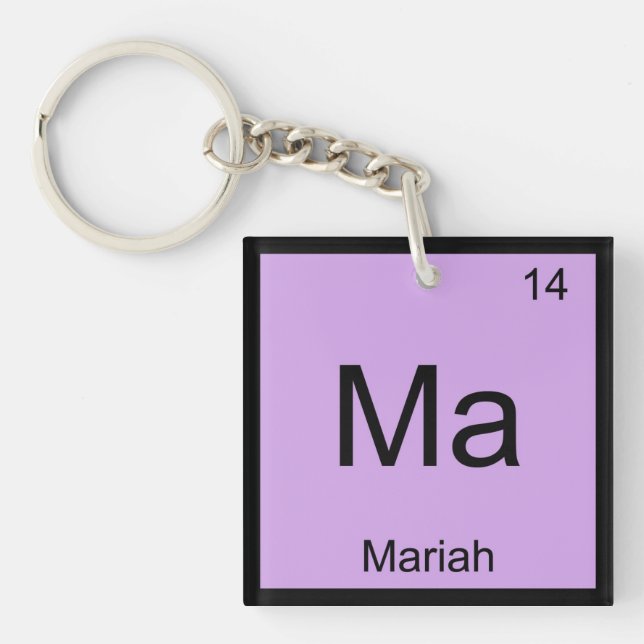 Mariah Name Chemistry Element Periodic Table Key Ring (Front)