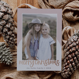 MARIAH Rose Gold Foil Fun Family Photo Christmas
