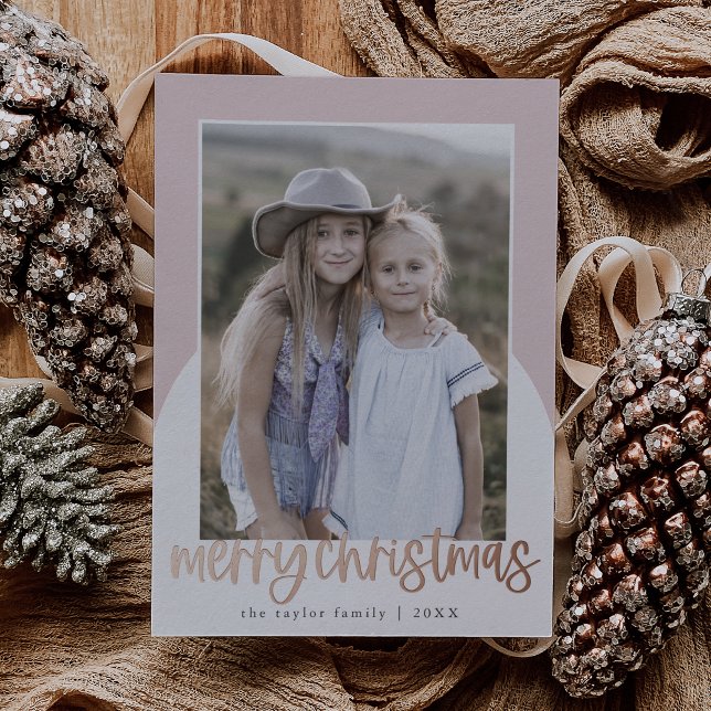 MARIAH Rose Gold Foil Fun Family Photo Christmas (MARIAH Rose Gold Foil Fun Family Photo Christmas Foil Holiday Card)