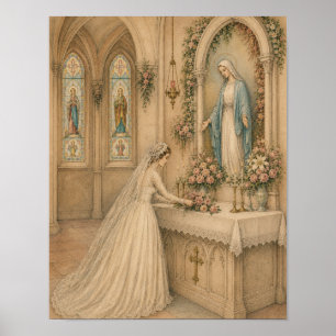 Marian Altar Bridal Bouquet Wedding Poster