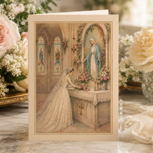 Marian Altar Bridal Bouquet Wedding Thank You Card