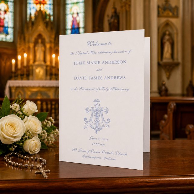Marian Blue Cross Catholic Wedding Program (Creator Uploaded)