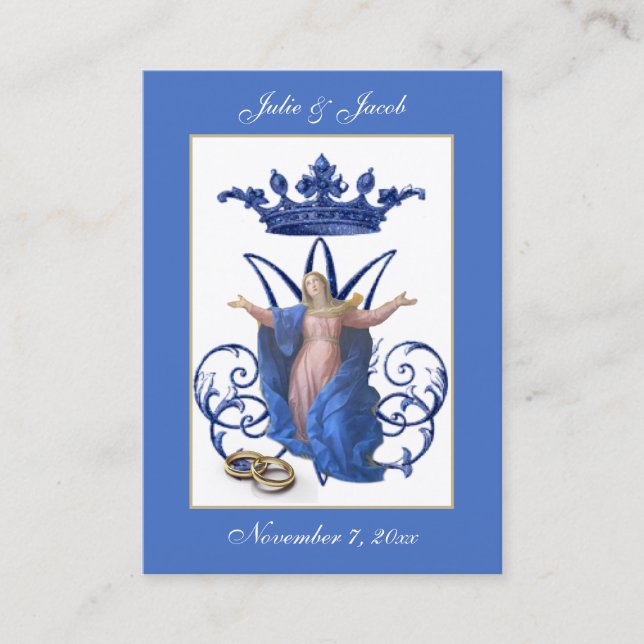 Marian Catholic Wedding Favour Holy Card (Front)