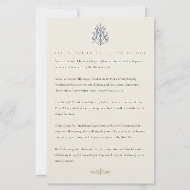 Marian Catholic Wedding Guest Attire Card (Front)