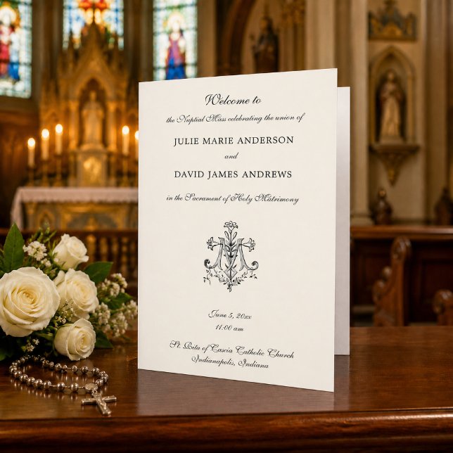 Marian Cross Catholic Wedding Program (Creator Uploaded)