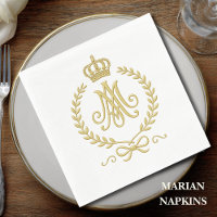 Marian Crown Monogram in Gold Catholic