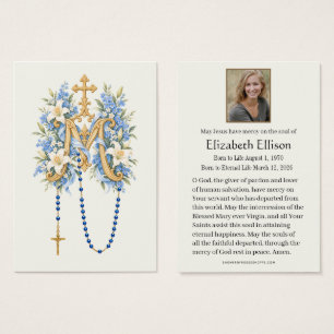 Marian Floral Monogram Funeral Memorial Prayer