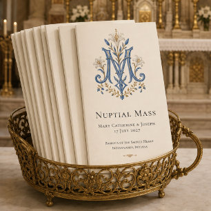 Marian Monogram Nuptial Mass Wedding Program
