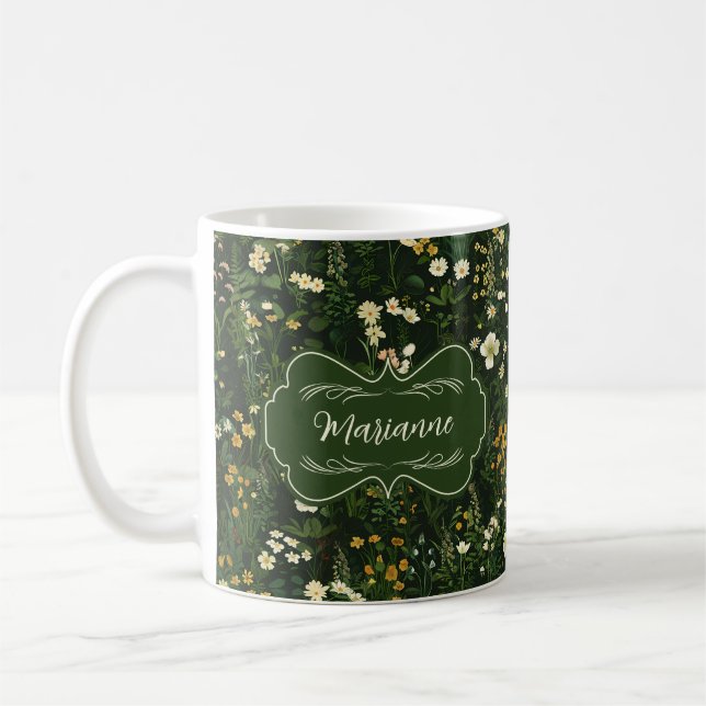 Marianne Dark Daisy Floral  Coffee Mug (Left)