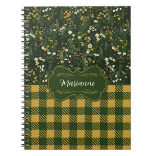 Marianne Dark Daisy Floral Plaid Notebook