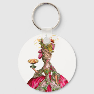 Marie Antoinette and Peacock Key Chain