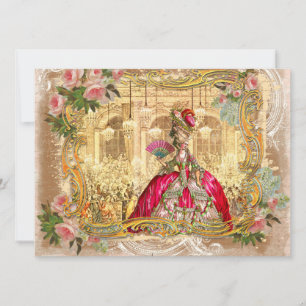 Marie Antoinette at Versailles in Pink Invitation