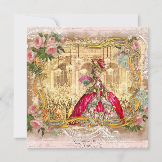 Marie Antoinette at Versailles in Pink Invitation (Front)