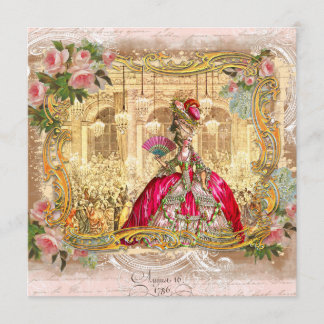 Marie Antoinette at Versailles in Pink Invitation
