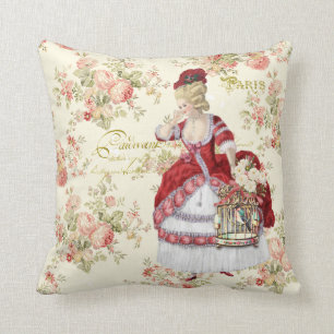 Marie Antoinette Beige Floral Pillow クッション