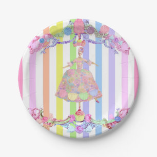 Marie Antoinette candy stripes pastels french Paper Plate