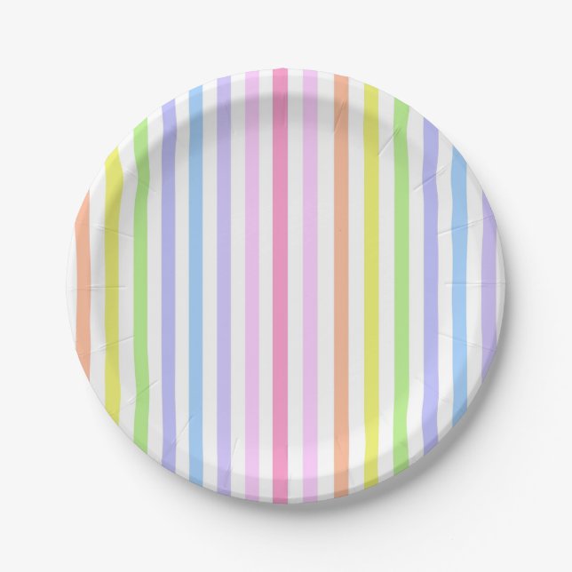 Marie Antoinette candy stripes pastels french Paper Plate (Front)