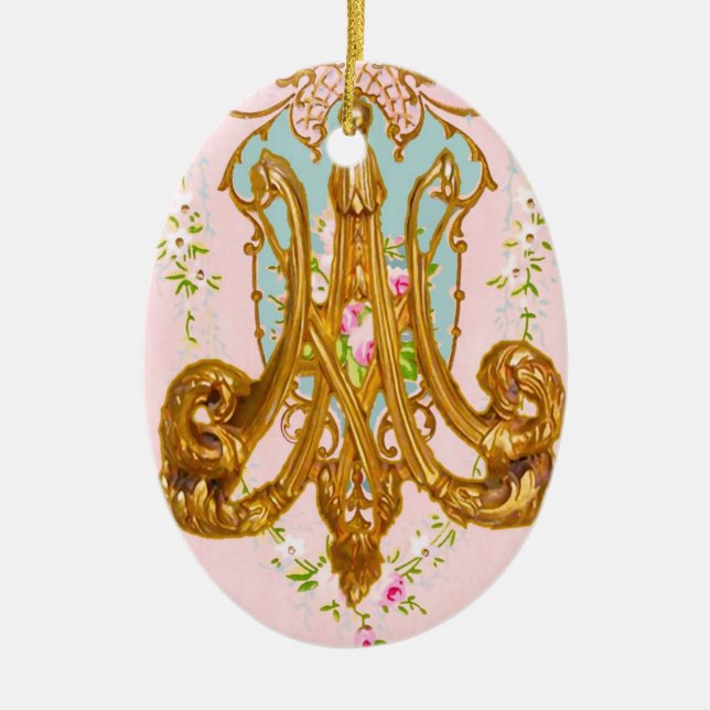 Marie Antoinette Ceramic Monogram Ornament (Front)