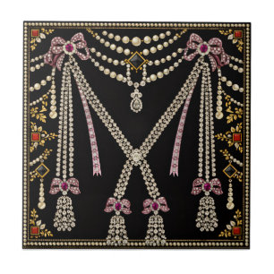 Marie Antoinette French Inspired Design Bejewelled Tile