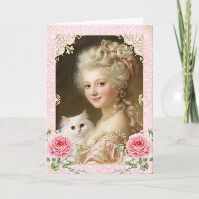 Marie Antoinette,French,Paris,cat,portrait,card Thank You Card (Front)