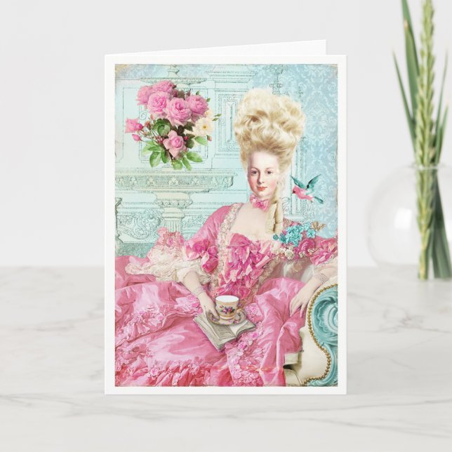 Marie Antoinette French Paris rose portrait Card (Front)