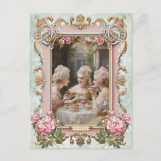 Marie Antoinette,French,Paris,tea,cake,rose ポストカード Postcard (Front)
