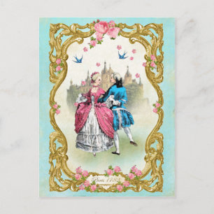 Marie Antoinette,French,rococo,pink,rose,dance Postcard