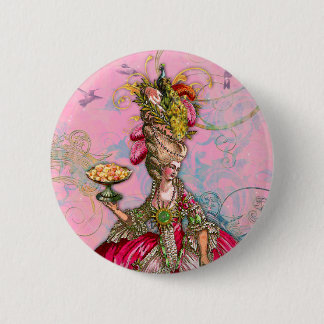 Marie Antoinette Hot Pink & Peacock 6 Cm Round Badge