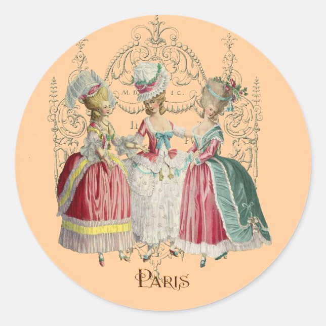 Marie Antoinette Ladies in Waiting Classic Round Sticker (Front)