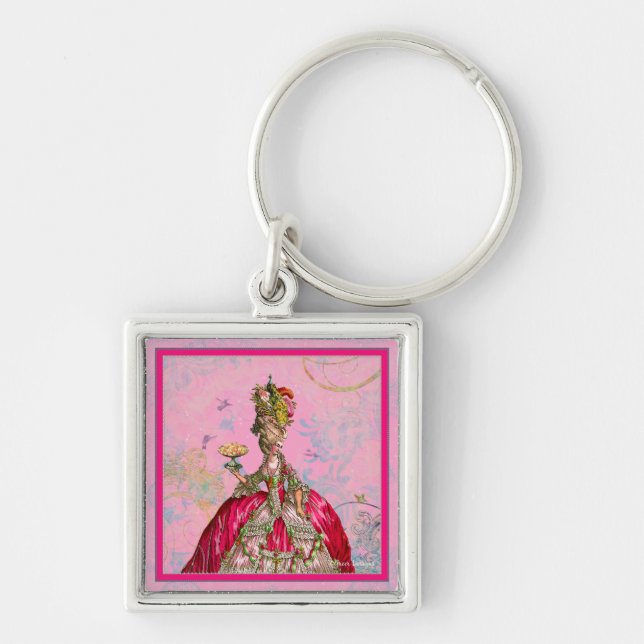 Marie Antoinette Let them eat cake & Peacock Key Ring (Front)