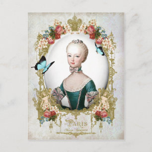 Marie Antoinette,Paris,shabby,portrait,rose Postcard