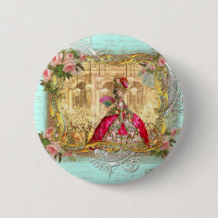 Marie Antoinette Party at Versailles in Aqua 6 Cm Round Badge