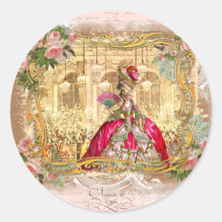Marie Antoinette Party in Pink at Versailles Classic Round Sticker